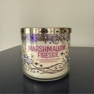 NEW Bath & Body Works Marshmallow Fireside Large 3 Wick Candle - Purple & White
